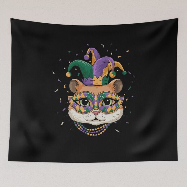 Item preview, Mardi Gras Cat Jester Hat Mask Beads designed and sold by CORJIDOG-ART.