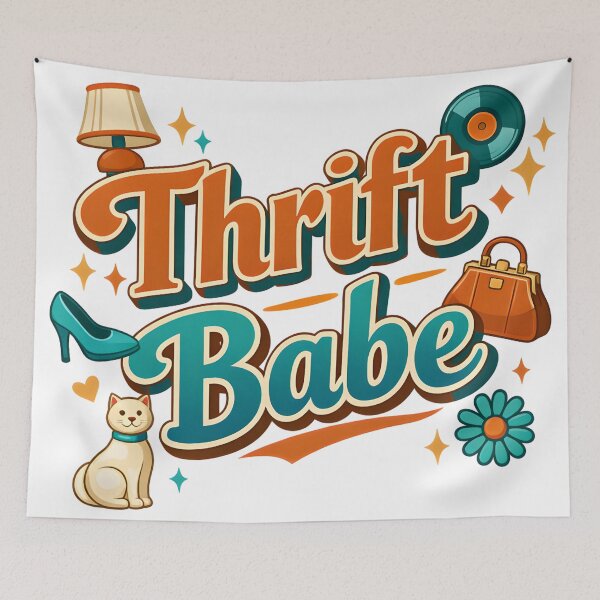 Item preview, Thrift Babe Retro Thriftcore Vintage Shopping Design designed and sold by Luvahawb.