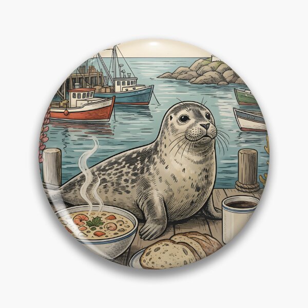 Item preview, Vintage Coastal Traveling Seal Postcard designed and sold by CoffeeinBloom.