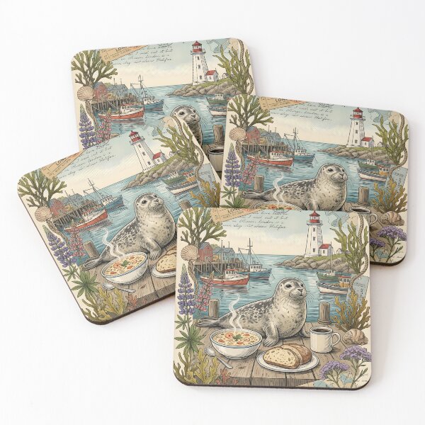Item preview, Vintage Coastal Traveling Seal Postcard designed and sold by CoffeeinBloom.