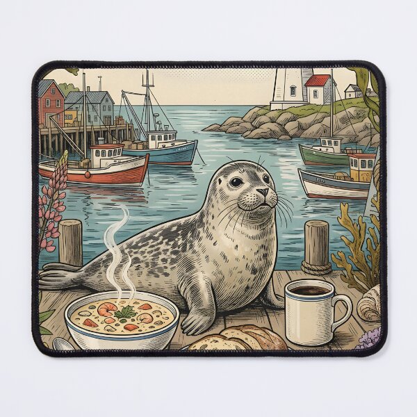 Item preview, Vintage Coastal Traveling Seal Postcard designed and sold by CoffeeinBloom.