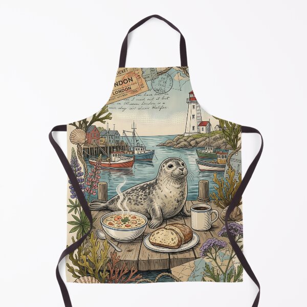 Item preview, Vintage Coastal Traveling Seal Postcard designed and sold by CoffeeinBloom.