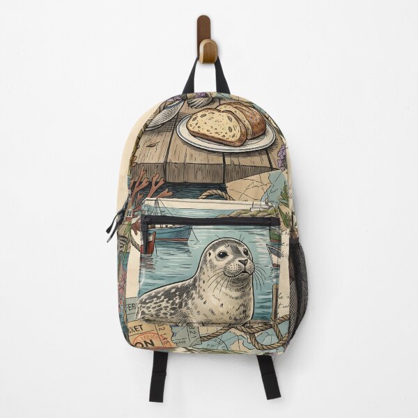Item preview, Vintage Coastal Traveling Seal Postcard designed and sold by CoffeeinBloom.
