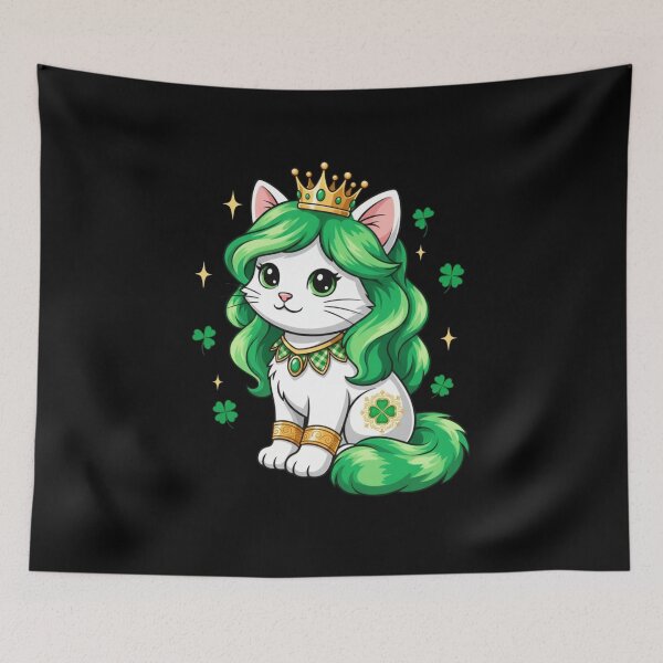 Item preview, St Patrick's Day Cat Queen Shamrock Irish Charm designed and sold by CORJIDOG-ART.