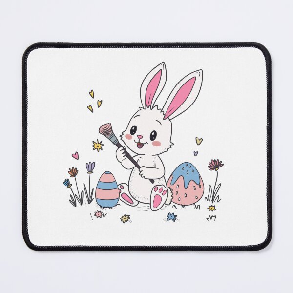 Artikelvorschau, Niedlicher Osterhase beim Eierbemalen – Bezaubernde Frühlingsillustration entworfen und verkauft von SimoesArtistry.