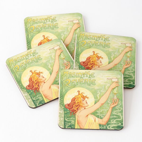 Item preview, Absinthe Reverie Art Nouveau Poster designed and sold by SteadyRolling.