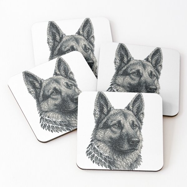 Item preview, German Shepherd Gemstone Mosaic Portrait designed and sold by DigitalGemArt.