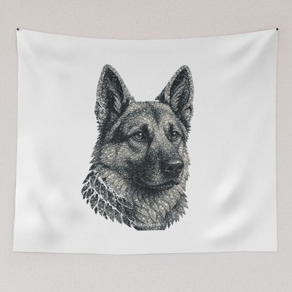 Item preview, German Shepherd Gemstone Mosaic Portrait designed and sold by DigitalGemArt.