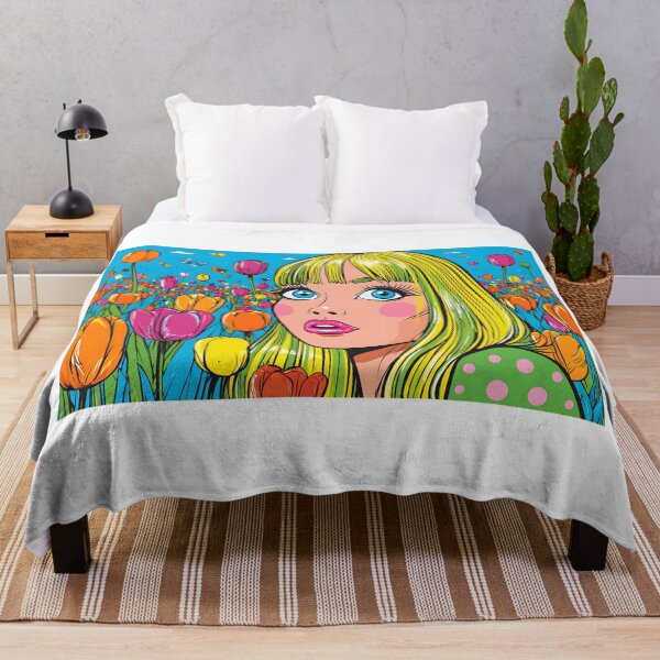 Item preview, Vibrant Woman Amidst Colorful Tulips in Spring Bloom designed and sold by Artessie.