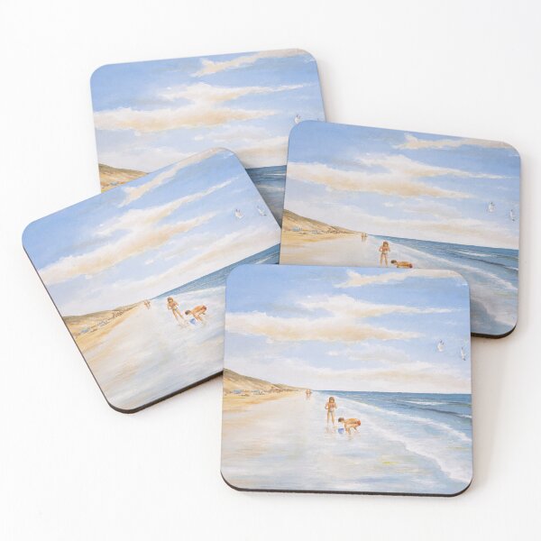 Item preview, Children playing on a Dutch beach. Watercolor painting designed and sold by Stef Ringoot, cartoons and illustrations.