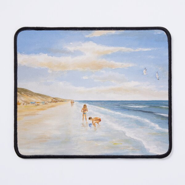 Item preview, Children playing on a Dutch beach. Watercolor painting designed and sold by Stef Ringoot, cartoons and illustrations.
