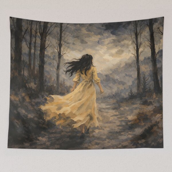 Item preview, Woman inWoman in Yellow Dress Forest Red Dress with Wine designed and sold by MKVisions.