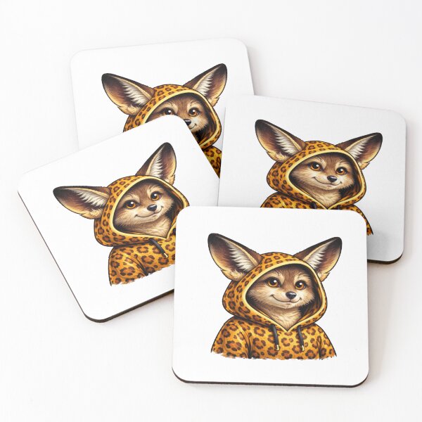 Item preview, Fennec Fox Wearing Leopard Print Hoodie designed and sold by Combat Skies.