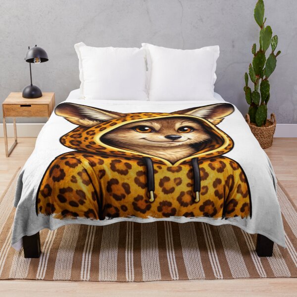 Item preview, Fennec Fox Wearing Leopard Print Hoodie designed and sold by Combat Skies.