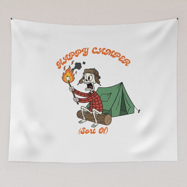 Item preview, Happy Camper? - Funny Skeleton Camping Marshmallow designed and sold by STARLIGHTS.