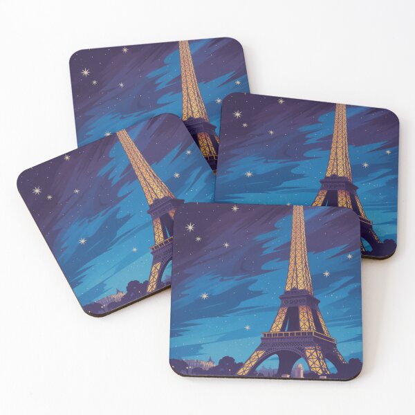 Item preview, Paris Eiffel Tower Vintage Travel Poster - Midnight Mystery Retro Art designed and sold by NightIcons.