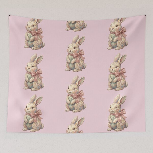 Item preview, Hand-Painted Style Easter Bunny with Bow – Soft Pastel Spring Illustration designed and sold by SkyTastic.