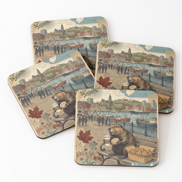 Item preview, Vintage Autumn Beaver Halifax Postcard designed and sold by CoffeeinBloom.
