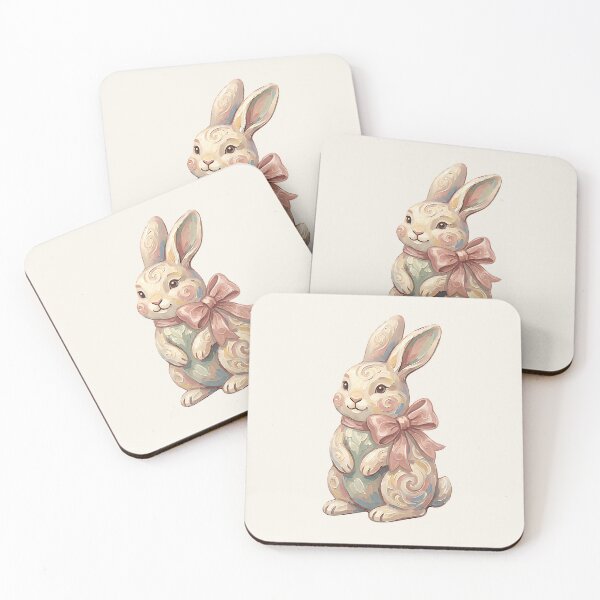 Item preview, Heirloom Faux Hand-Painted Style Easter Bunny with Bow – Soft Pastel Spring Illustration designed and sold by SkyTastic.
