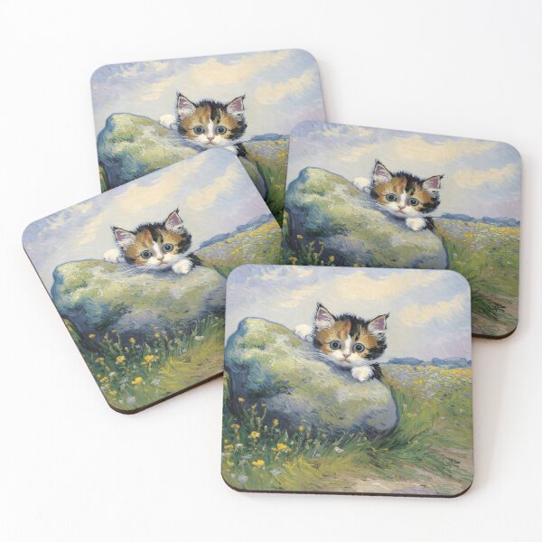 Item preview, Kitten hidden behind a rock designed and sold by clarazen.