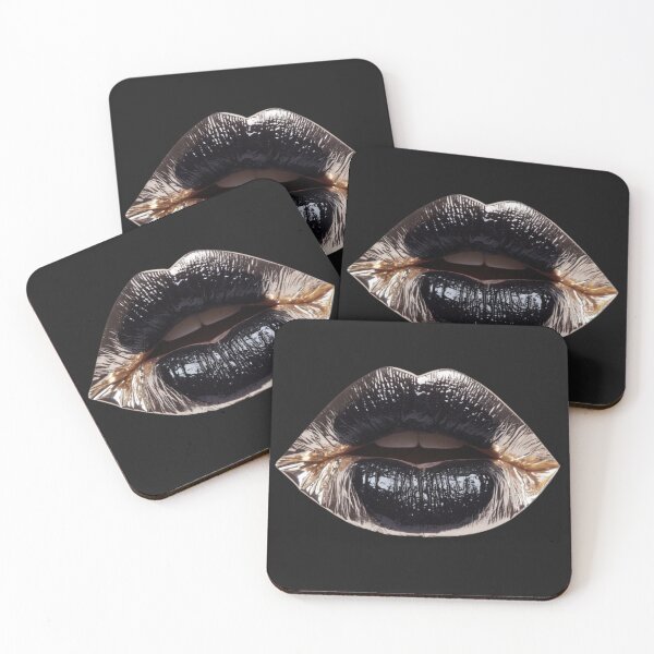 Item preview, Black and Gold Lips – Minimal Luxury Beauty Editorial Art designed and sold by NUVYStudio.