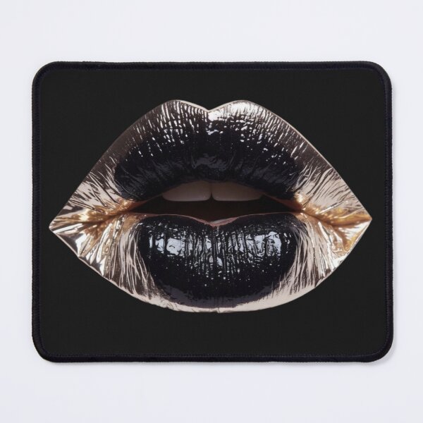 Item preview, Black and Gold Lips – Minimal Luxury Beauty Editorial Art designed and sold by NUVYStudio.