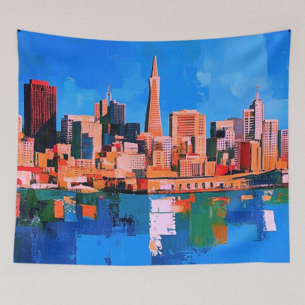 Item preview, San Francisco Skyline – Blue-Rose Fusion Bay designed and sold by SkylineVistas Designs.