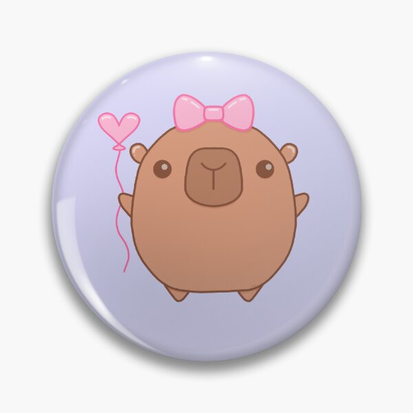 Item preview, Kawaii Capybara with Coquette Bow Holding Heart Balloon designed and sold by DrawnByAllu.