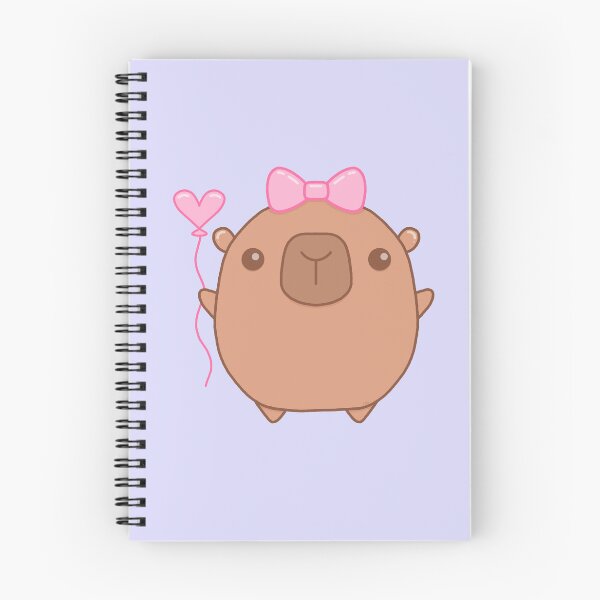 Item preview, Kawaii Capybara with Coquette Bow Holding Heart Balloon designed and sold by DrawnByAllu.