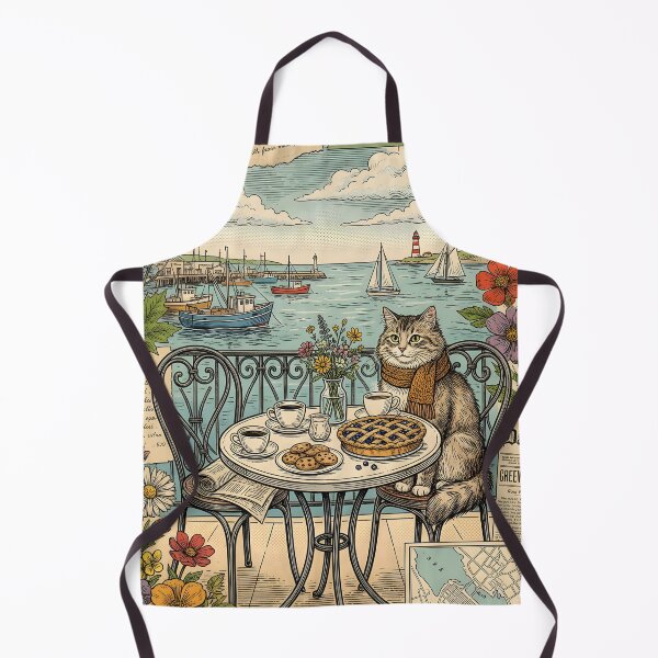 Item preview, Vintage Autumn Café Cat Postcard Halifax designed and sold by CoffeeinBloom.