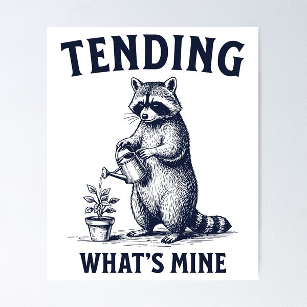 Item preview, Camiseta de jardinería con mapache "Cuidando lo mío" designed and sold by TeeVerse27.