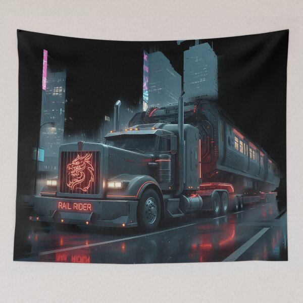 Item preview, Cyberpunk Rail Rider - High-Speed Sci-Fi Cargo Train Truck designed and sold by BounoWorld.