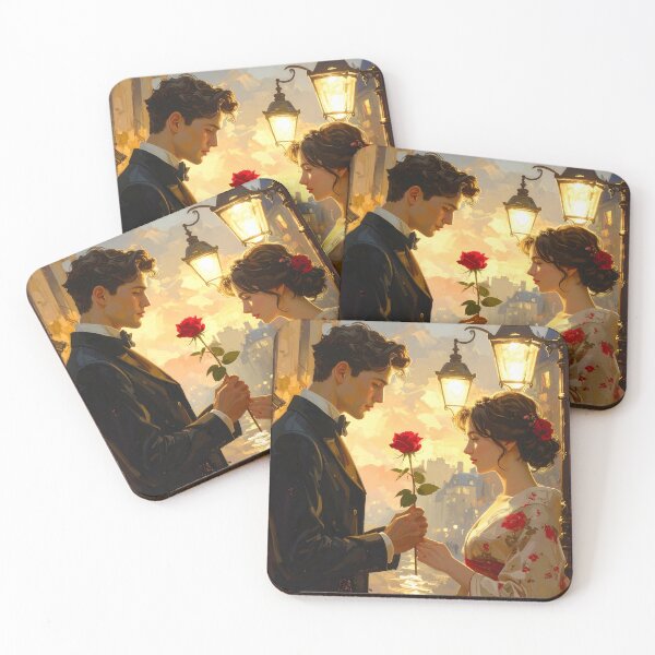 Item preview, Romantic art Paris – Vintage couple under golden lampposts designed and sold by Schoenenwald - Illustrations Uniques et Originales.