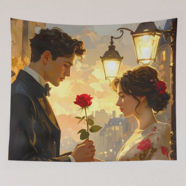 Item preview, Romantic art Paris – Vintage couple under golden lampposts designed and sold by Schoenenwald - Illustrations Uniques et Originales.
