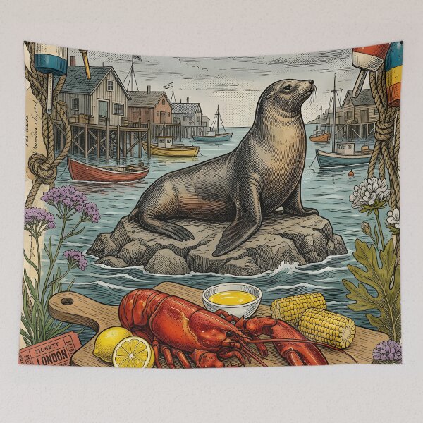 Item preview, Vintage Maritime Halifax Lobster Postcard designed and sold by CoffeeinBloom.