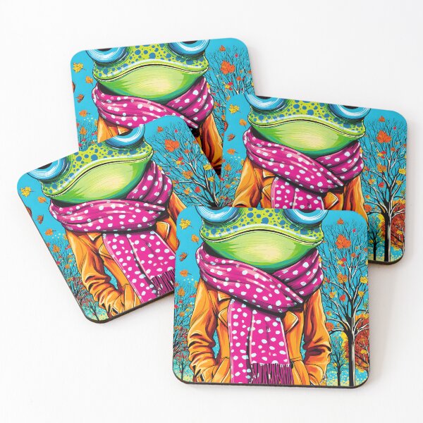 Item preview, Whimsical Frog in Fashionable Scarf and Coat designed and sold by Artessie.