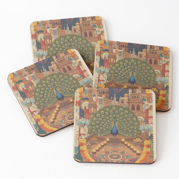 Item preview, Vintage Indian Peacock Festival Postcard designed and sold by CoffeeinBloom.
