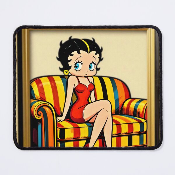 Item preview, Betty Boop in Double Stripes - Backpack 8K Vintage Cartoon Maximalist Print with Striped Frame & Couch designed and sold by BlackAndBrown.