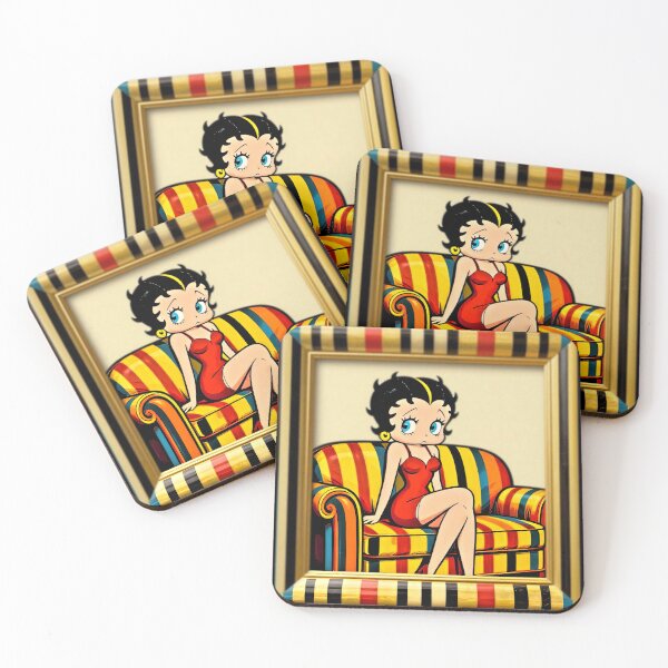 Item preview, Betty Boop in Double Stripes - Backpack 8K Vintage Cartoon Maximalist Print with Striped Frame & Couch designed and sold by BlackAndBrown.