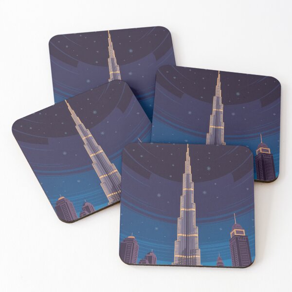 Item preview, Dubai Burj Khalifa Vintage Travel Poster - Midnight Mystery Retro Art designed and sold by NightIcons.