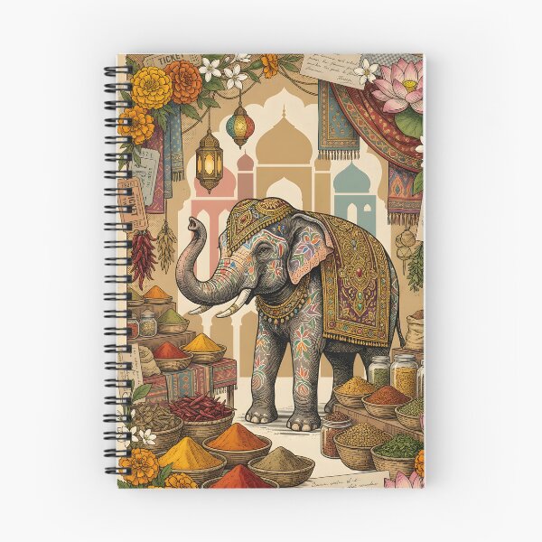 Item preview, Vintage India Elephant and Spices Postcard designed and sold by CoffeeinBloom.