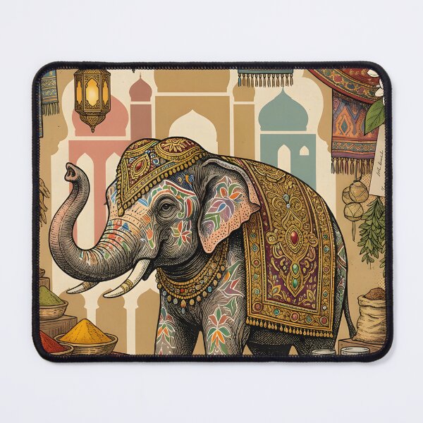 Item preview, Vintage India Elephant and Spices Postcard designed and sold by CoffeeinBloom.