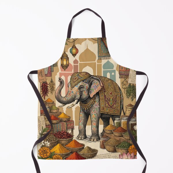 Item preview, Vintage India Elephant and Spices Postcard designed and sold by CoffeeinBloom.