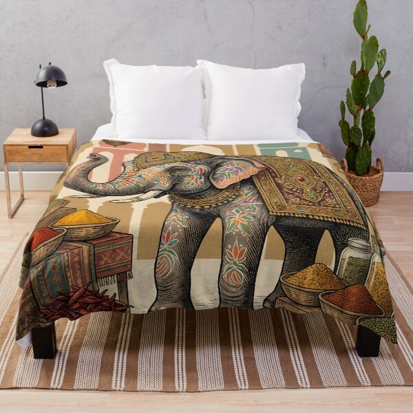 Item preview, Vintage India Elephant and Spices Postcard designed and sold by CoffeeinBloom.