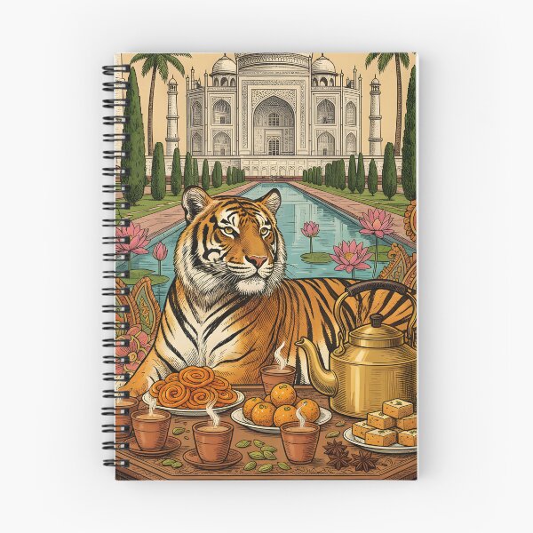 Item preview, Vintage India Tiger and Taj Mahal Postcard designed and sold by CoffeeinBloom.
