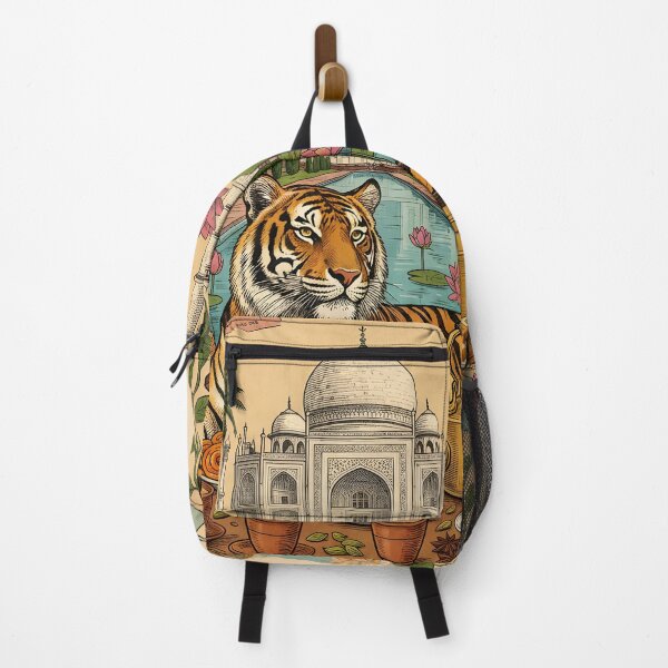 Item preview, Vintage India Tiger and Taj Mahal Postcard designed and sold by CoffeeinBloom.