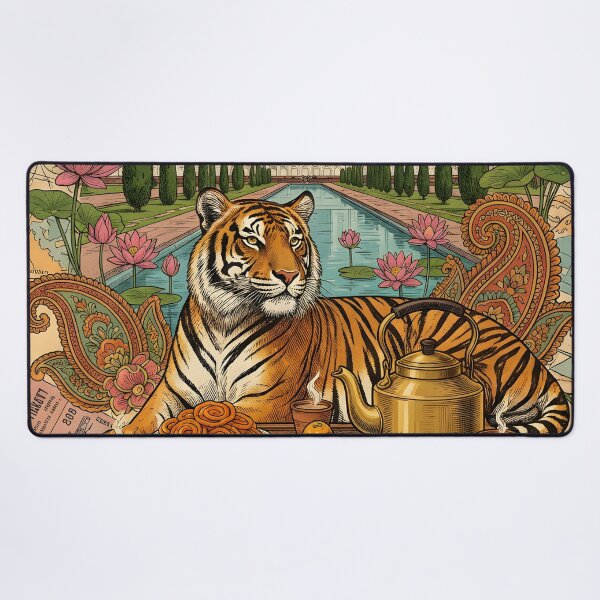 Item preview, Vintage India Tiger and Taj Mahal Postcard designed and sold by CoffeeinBloom.