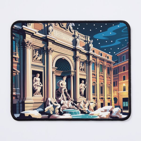 Item preview, Rome Trevi Fountain Vintage Travel Poster - Winter Wonderland Retro Art designed and sold by NightIcons.