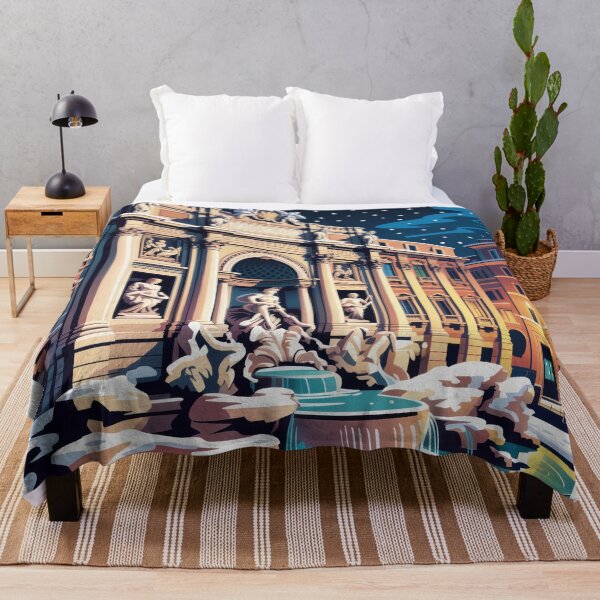 Item preview, Rome Trevi Fountain Vintage Travel Poster - Winter Wonderland Retro Art designed and sold by NightIcons.