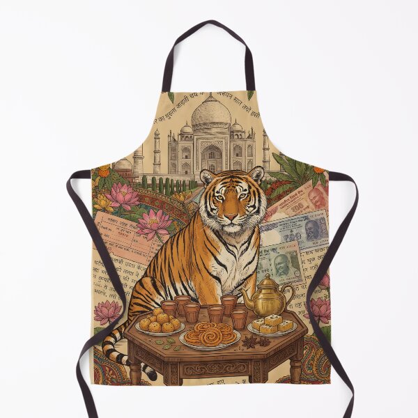 Item preview, Vintage India Tiger and Taj Mahal Postcard designed and sold by CoffeeinBloom.